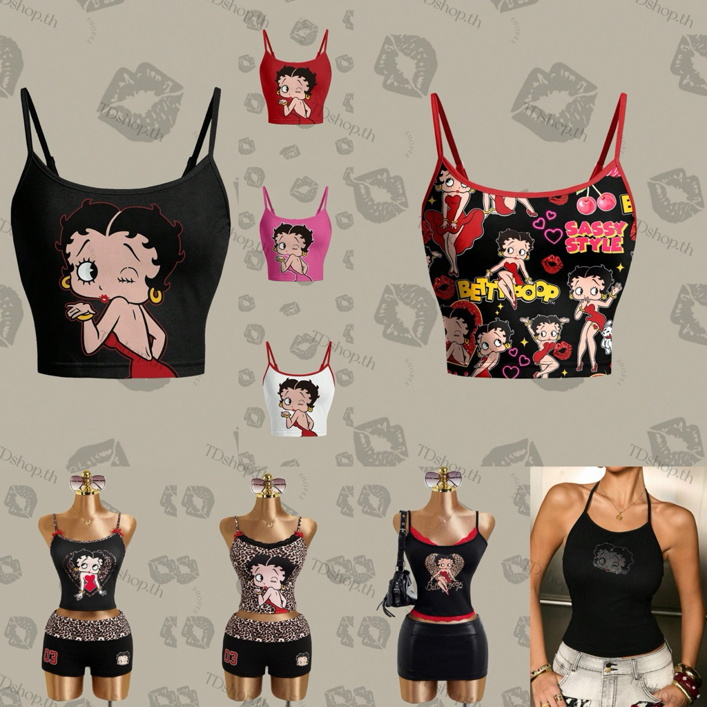 PRE-ORDER 7-10 วัน Betty Boop | เสื้อสายเดี่ยว ลิขสิทธิ์แท้ ชีอิน งานป้ายชีอิน