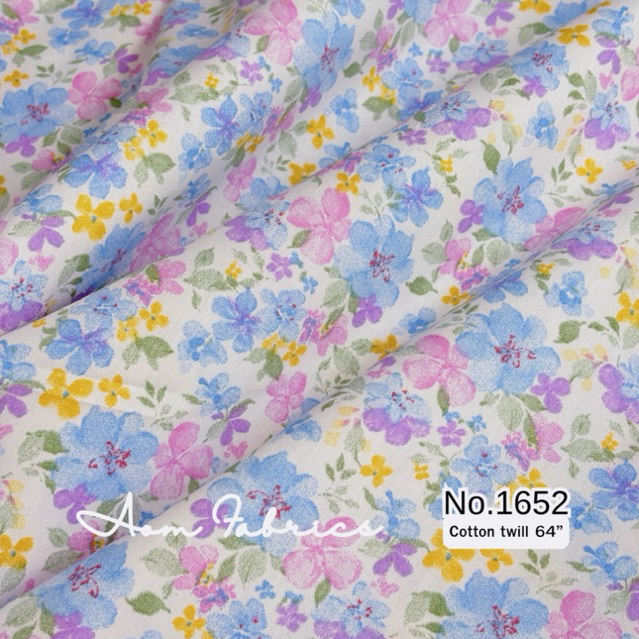 Aom Fabrics 🌷ผ้าคอตตอน 100% twill 64 นิ้ว No.1652 เนื้อเนียนนุ่ม ผ้าเมตร ผ้านำเข้า พร้อมส่ง
