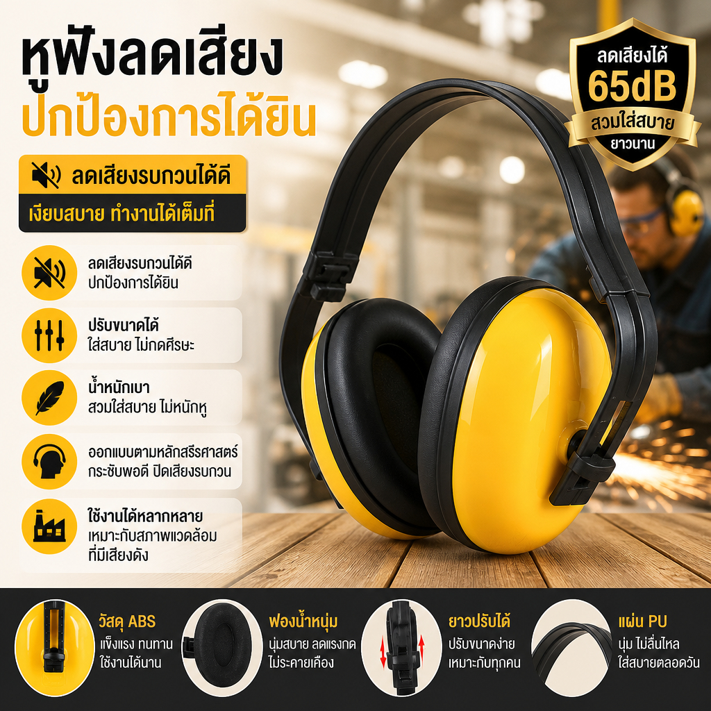ที่ครอบหูลดเสียง ยามาดะ รุ่น EM301B แบบครอบหู ลดเสียง ของแท้ 100% Ear Muff