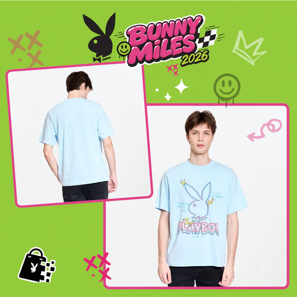 PLAYBOY 06PB เสื้อยืด เสื้อผ้าผู้ชาย/เสื้อ/เสื้อยืดสีน้ำเงิน รุ่น P1MT265TB068BL