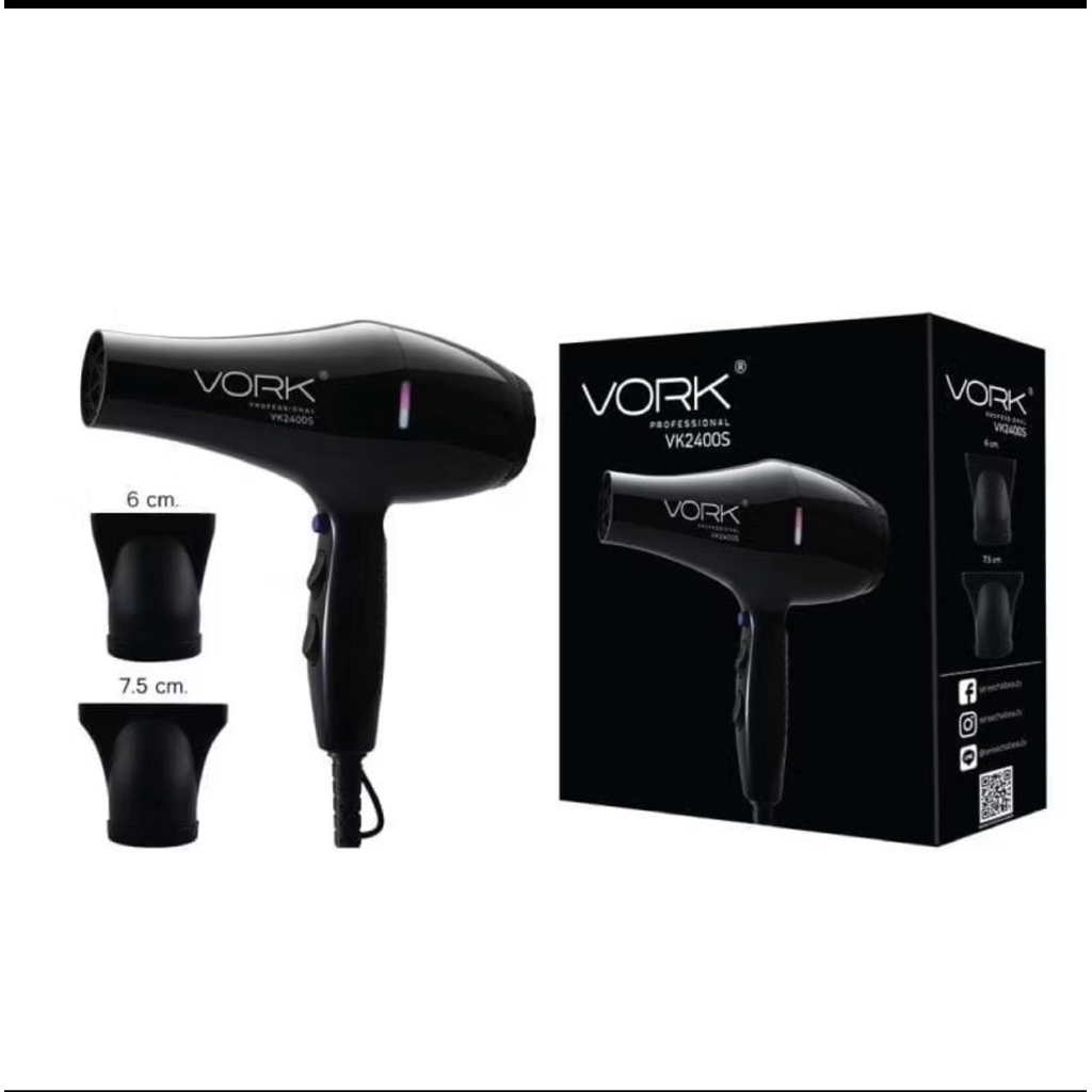 ไดร์เป่าผมVORKรุ่นVK2400sสีดำ