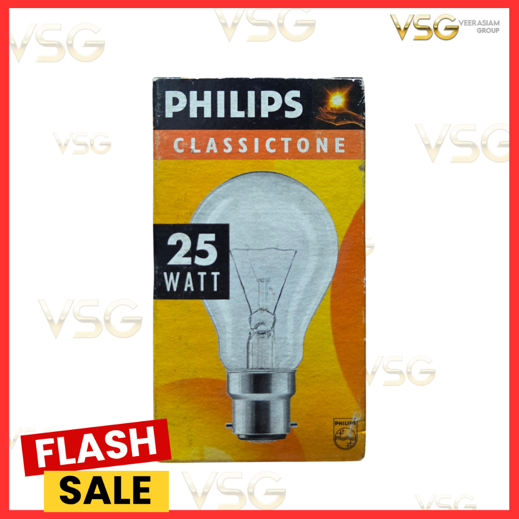 PHILIPS หลอดปิงปอง,หลอดไส้ทรงลูกแพร์ หลอดไฟ  220V 40W 25W 100W ขั้วเขี้ยว CLEAR(แก้วใส), ขุ่น