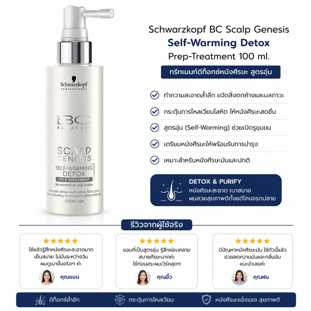 ❤️ไม่แท้คืนเงิน❤️ Schwarzkopf BC Scalp Genesis Self Warming Detox 100ml สำหรับหนังศีรษะมัน