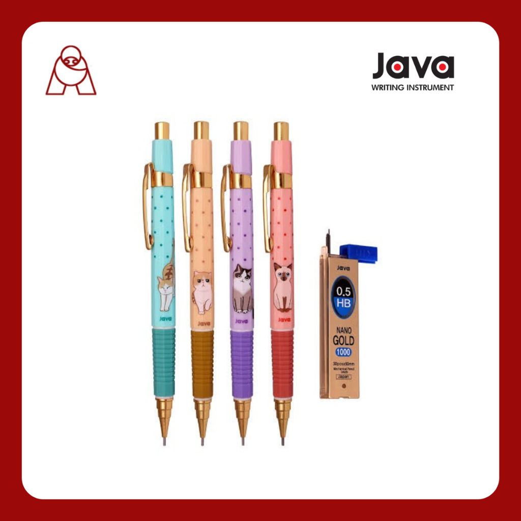 Javapen ดินสอกด รุ่น  naong  ขนาด 0.5 มม. ลายแมวสุดน่ารัก
