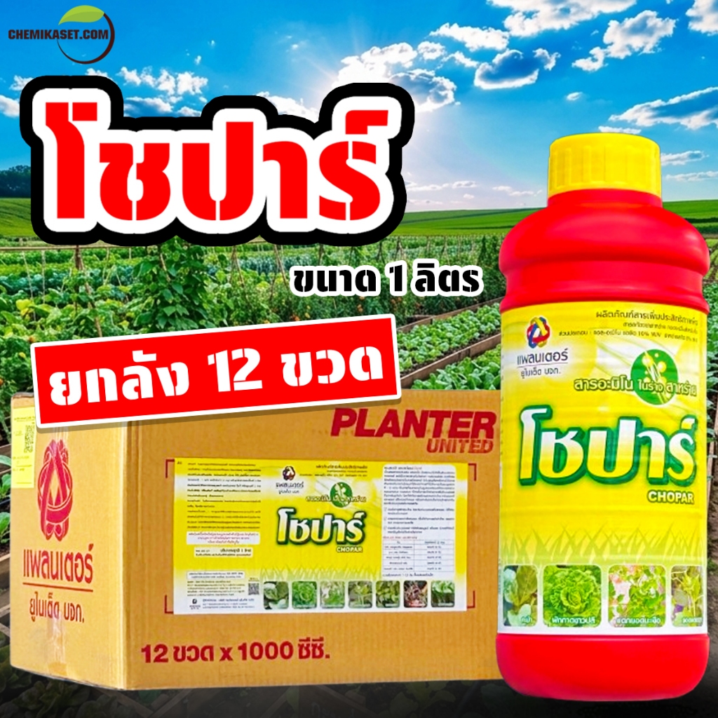 (ยกลัง12ขวด) โชปาร์ ขนาด 1 ลิตร อาหารเสริมพืชสาหร่ายอะมิโน เร่งการเจริญเติบโต ส่งเสริมการแตกตายอด