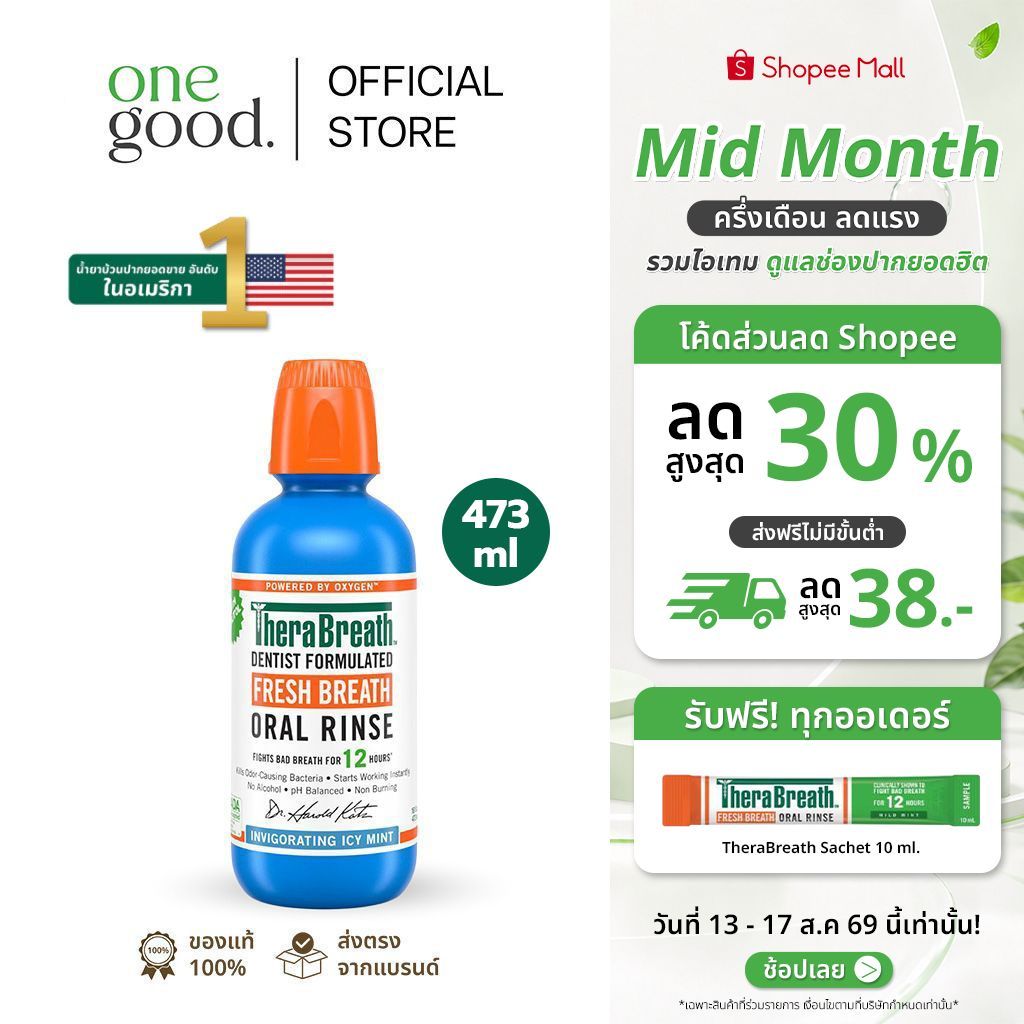TheraBreath Fresh Breath (Icy Mint) | น้ำยาบ้วนปาก สูตรเย็นช