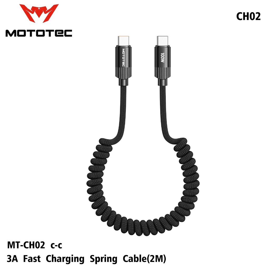MOTOTEC MT-CH02 Fast Charging Spring Cable สายชาร์จ แบบขดสปริง คุณภาพสูง ชาร์จเร็ว