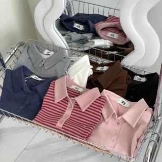 SISSY : เสื้อแขนสั้นคอปก(XS-XXL) แต่งระบาย ปักอะไหล่หัวใจ กระดุมหน้า ผ้านุ่มลื่น ใส่สบายผิว ระบายอากาศได้ดี
