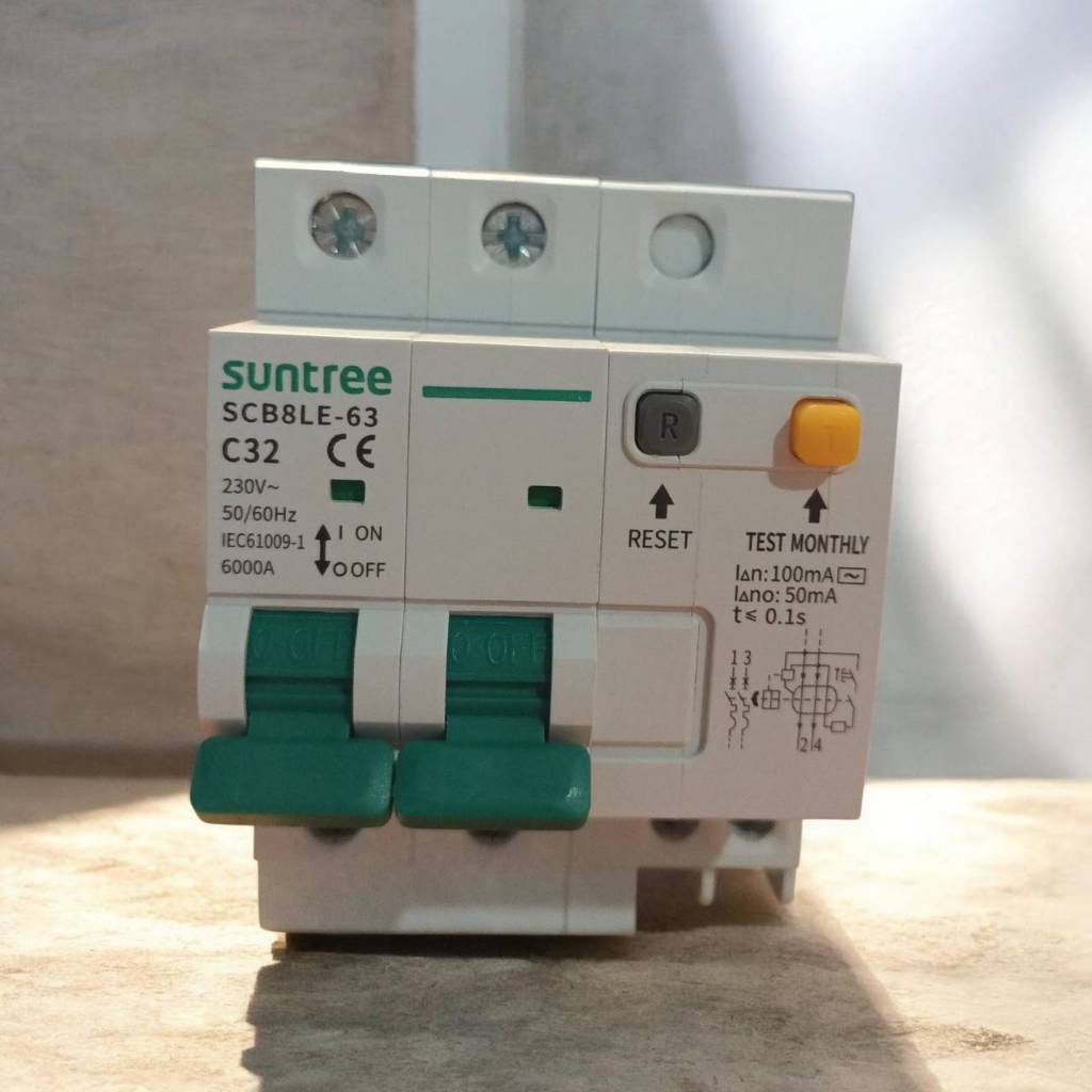 CIRCUIT BREAKER RCBO SCB8LE 63 2P / 32A100Ma SUNTREE