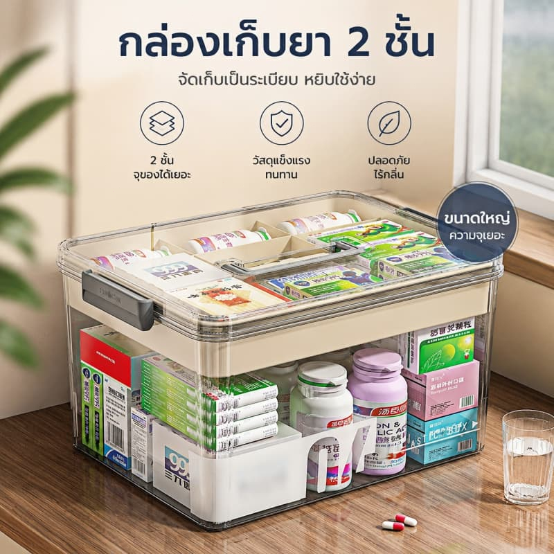 NeatBox กล่องยา กล่องเก็บยาใส ขนาดใหญ่ หลายช่อง พกพาสะดวก กันฝุ่น หยิบใช้ง่าย สำหรับใช้ในบ้าน