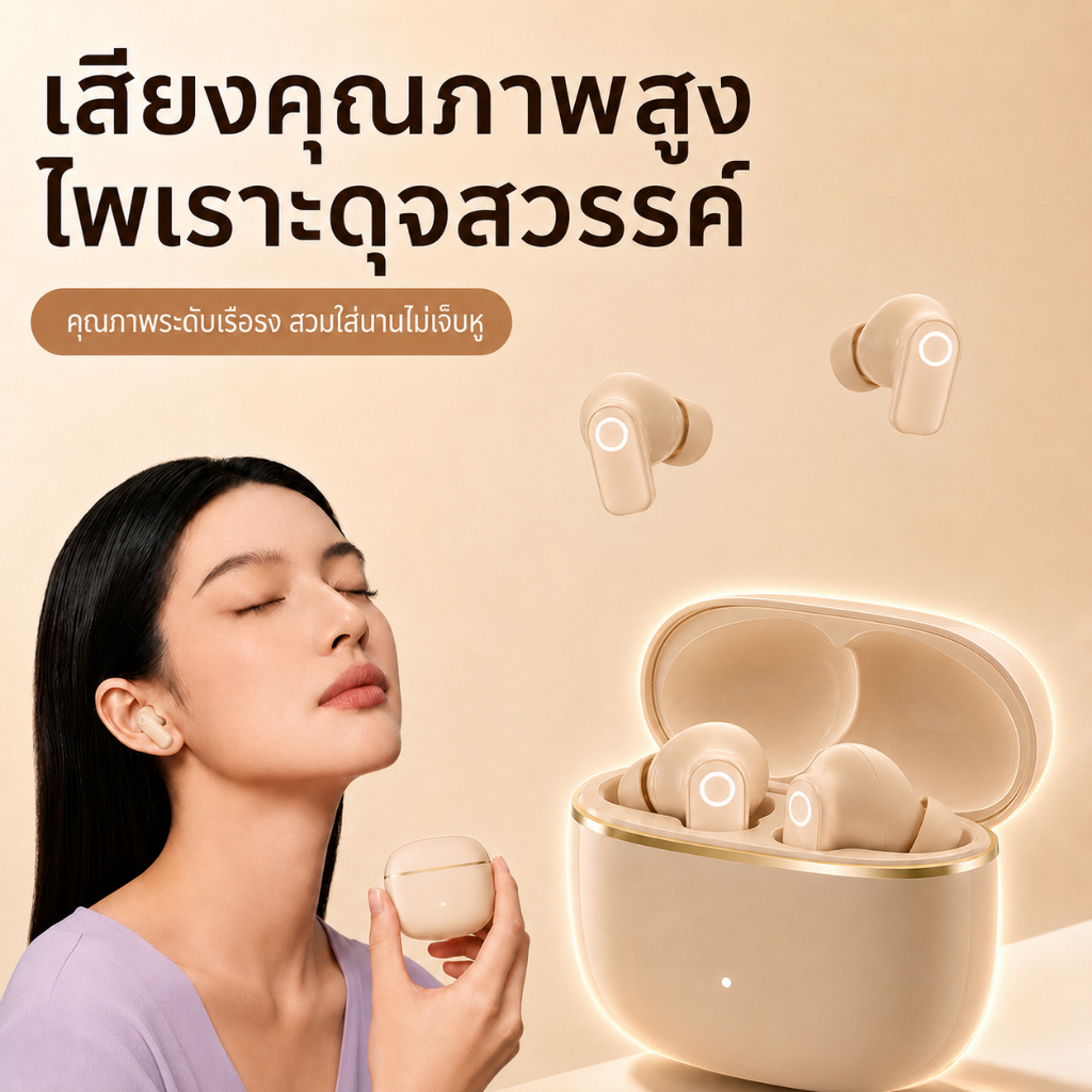 หูฟังบลูทูธ TWS Premium เสียง HiFi เบสหนัก ไมค์ ENC ชัดเจน ล