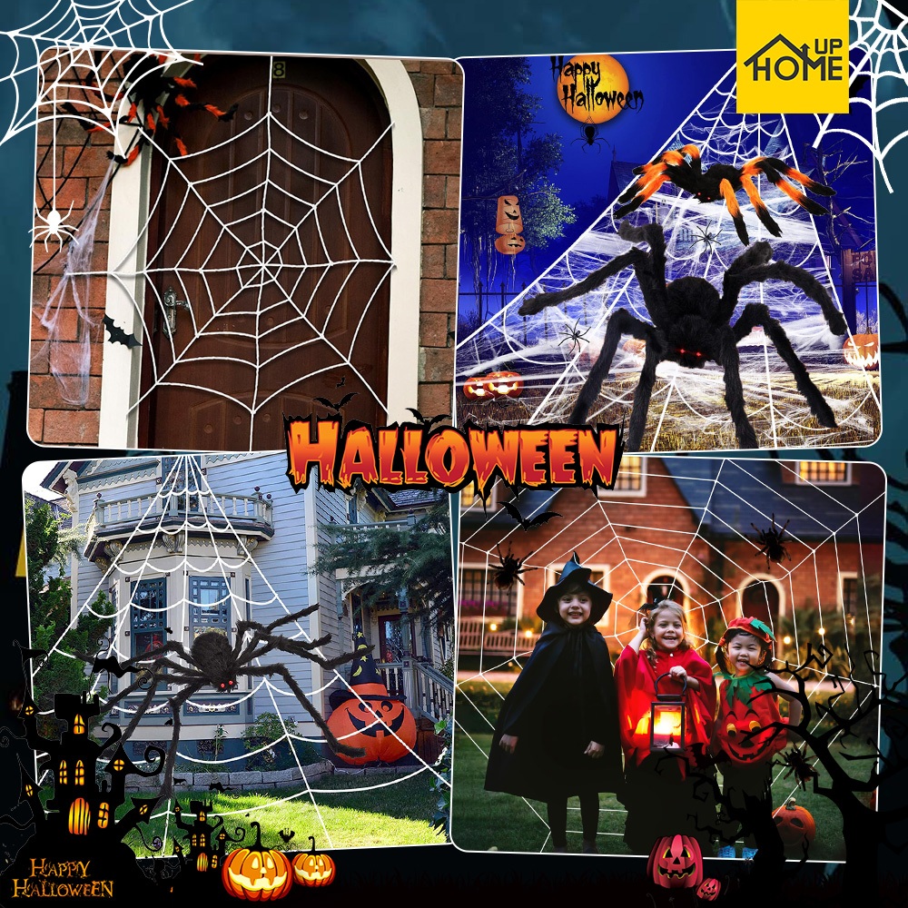 ใยแมงมุมขนาดใหญ่พิเศษ Cobweb 5M ใยแมงมุมปลอม Halloween Decor ของตกแต่งฮาโลวีนสร้างบรรยากาศสยอง /HomeUP