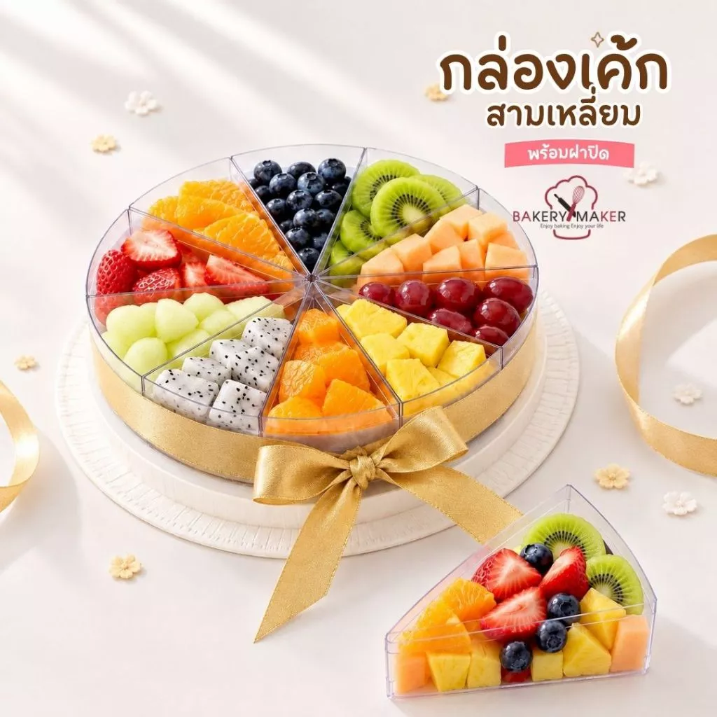 ถ้วยพลาสติกสามเหลี่ยมพร้อมฝา 10 ใบ / ถ้วยมูส วุ้น บลูเบอรี่ชีสเค้ก Christmas