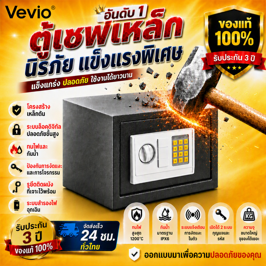 ตู้เซฟ ตู้นิรภัยดิจิตอล Safe Box ล็อครหัสผ่านพร้อมกุญแจ ขนาด 17E 20E 25E 45E 50E สำหรับบ้านและสำนักงาน