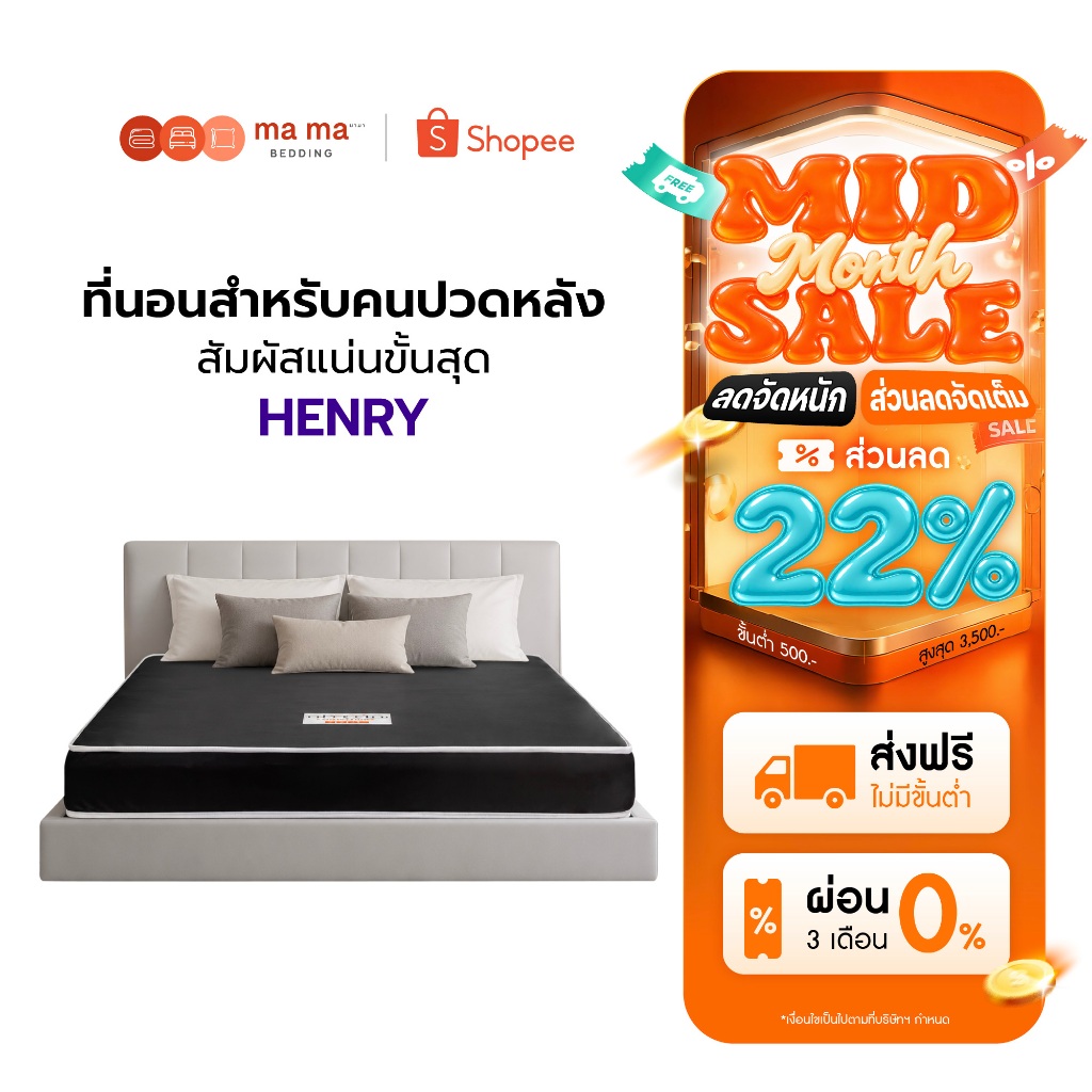 Mama Bedding ที่นอน PVC กันน้ำ รุ่น Henry หนา 6 นิ้ว เช็ดทำค