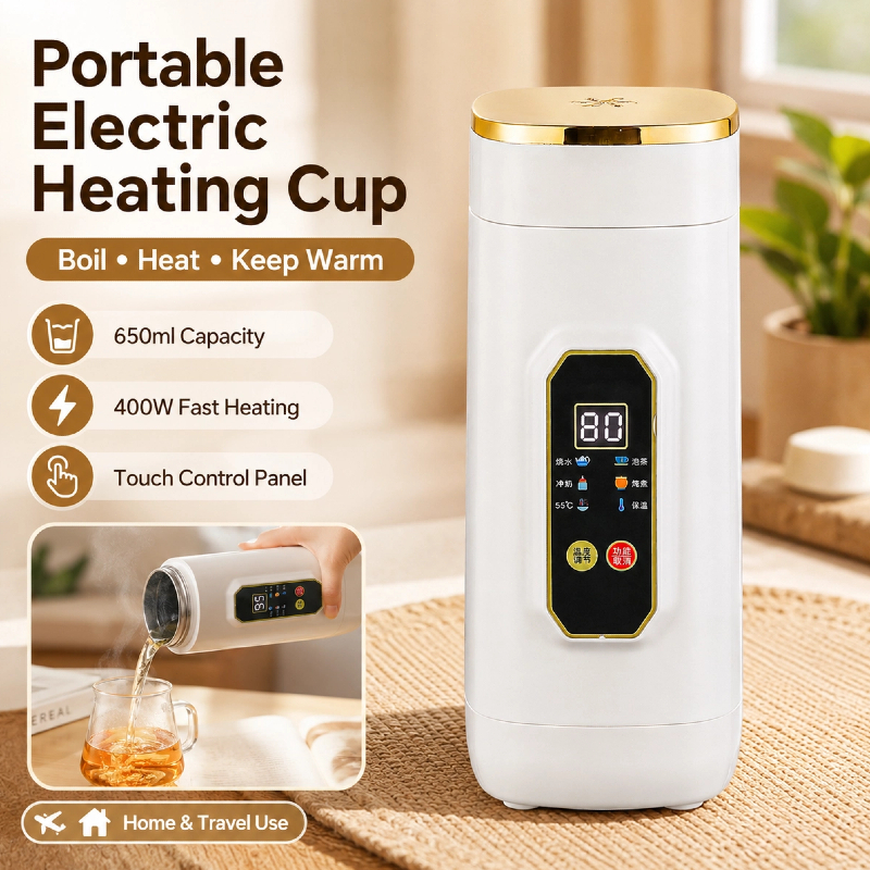 In Stock Portable ถ้วยต้มน้ำไฟฟ้า Mini กาต้มน้ำพกพา ปรับอุณหภูมิได้ กาอัจฉริยะ เดินทาง