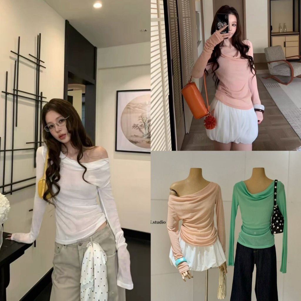 เสื้อคอถ่วงแขนยาว - 10822 TAG WG.WE 🇰🇷