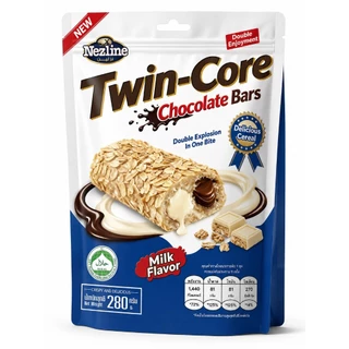 (1 ห่อ) Twin-Core Chocolate Bars ใหม่! ขนมเวเฟอร์เคลือบโอ๊ต 280 กรัม สอดไส้ครีม นม และช็อกโกแลต ตราเนสไลน์ ช็อกโกแลต