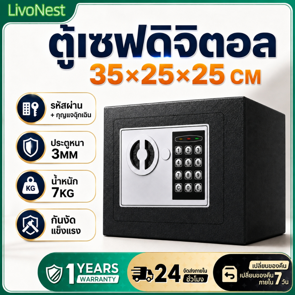 ตู้เซฟ ตู้เซฟนิรภัย ระบบรหัสดิจิตอล เหล็กหนา แข็งแรง ป้องกันการงัดแงะ สำหรับบ้านและสำนักงาน