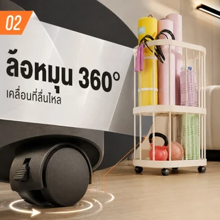 SALVO ตะกร้าจัดเก็บ สำหรับเสื่อโยคะและห้องน้ำ ตะกร้าใส่ผ้าสกปรก ของจิปาถะ มีล้อ ประหยัดพื้นที่