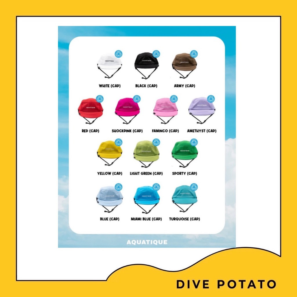 หมวก Aquatique Cap Water Sport หมวกสำหรับใส่ดำน้ำ เล่นเซิร์ฟ น้ำหนักเบาแห้งไว