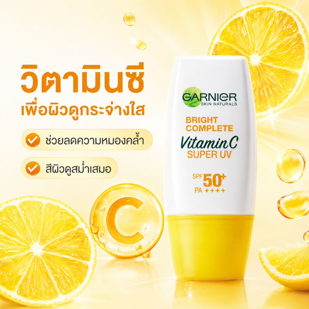 กันแดดหน้า Vitamin C Super UV SPF50+ PA++++ ปกป้องผิวจากรังสี UVA และ UVB