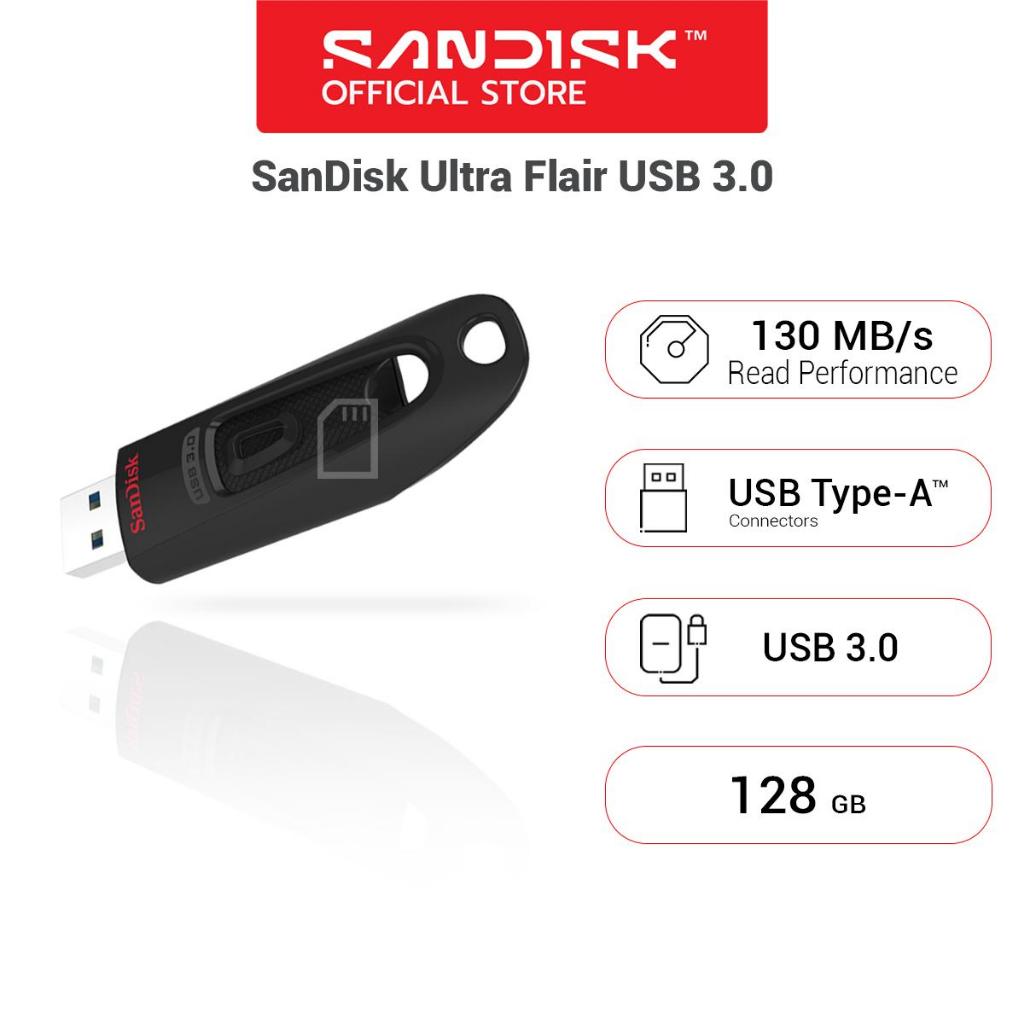 SanDisk Flash Drive Ultra USB 3.0 128GB อ่าน 130MB/s (SDCZ48_128G_U46) FlashDrive แฟลซไดรฟ์