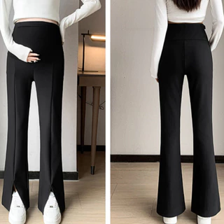 OMONI |PL3334 กางเกงขายาวคนท้อง [พร้อมส่ง] ขายาว ผ้ายืดเกาหลี ไม่ต้องรีด ใส่ทำงานได้ สายปรับระดับได้ ไม่รัดท้อง ไซส์ใหญ่