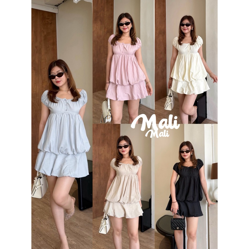 Mali Set 🎀🧁(ส่งทันที⚡️)ชุดเซ็ต เสื้อและกระโปรงสั้นทรงบอลลูน คือน่ารักมาก มี 5 สี