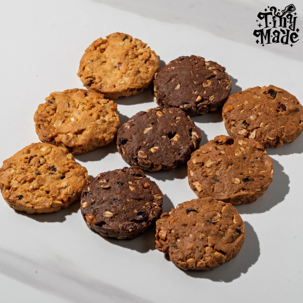 Tinymade คุกกี้ข้าวโอ๊ตโฮมเมด เนยสด โกโก้ กาแฟ เนยสดแท้ อัลมอนด์ แครนเบอร์รี่|Oatmeal Cookie Premium