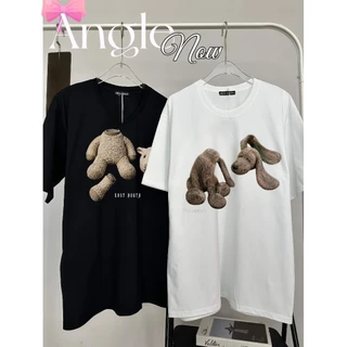 (COD) Angle Official เสื้อยืดผู้หญิงแขนสั้น ลายตุ๊กตากระต่ายน่ารัก ทรงหลวม โอเวอร์ไซซ์ ผ้านุ่ม ใส่สบาย แฟชั่นเกาหลี