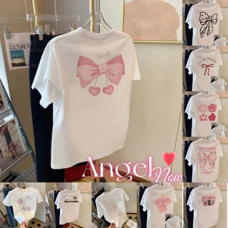 （จัดส่งตลอด 24 ชั่วโมง）Angle Official เสื้อยืดโอเวอร์ไซส์ผู้หญิงฤดูร้อน สไตล์หวานสดใส เข้ากับทุกลุคประจำวัน C36
