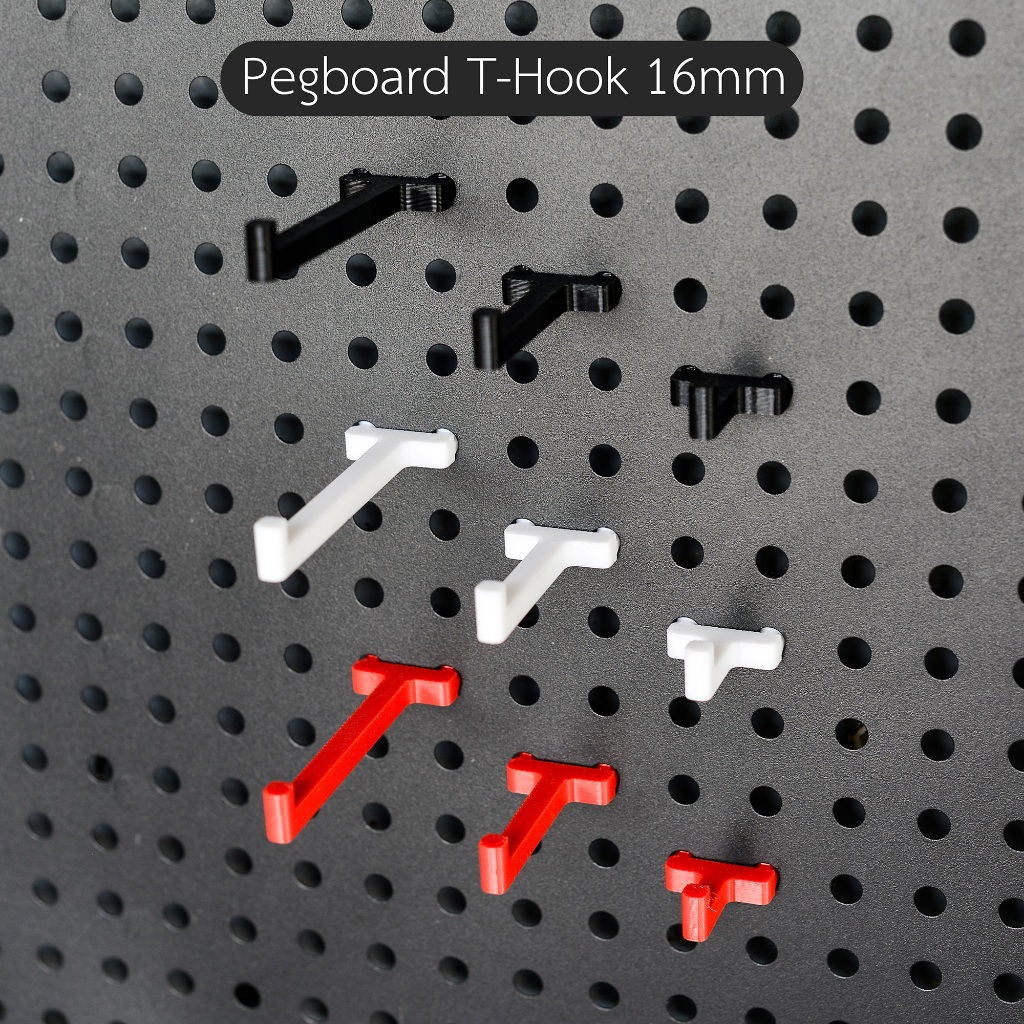 Pegboard T-Hook ตะขอสำหรับเป๊กบอร์ด ระยะห่างรู 16mm