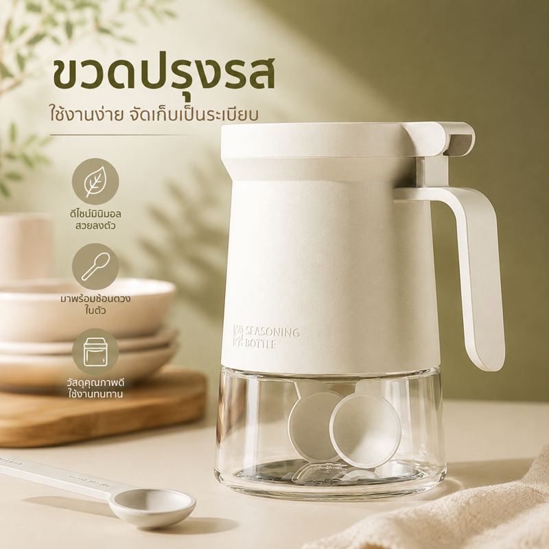 ขวดเครื่องปรุง ที่ใส่เครื่องปรุง ขวดใส่เครื่องปรุงอเนกประสงค์ เช่น น้ำตาล เกลือ ผงปรุงรส มาพร้อม ฝาปิดแบบล็อคสนิท