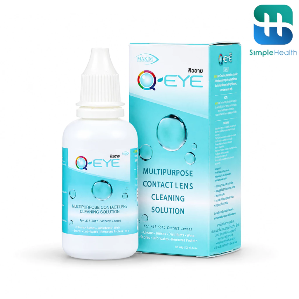 Simple Healthcare น้ำยาแช่คอนแทคเลนส์ 500ml 120ml น้ำยาล้างคอนแทคเลนส์ Q-eye ใช้ทำความสะอาด ขจัดคราบโปรตีน