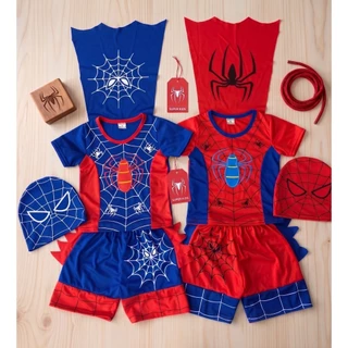 ✹✹✹พร้อมส่งจ้า✹✹✹ ชุดหน้ากากสไปเดอร์แมน มีปีกด้านหลัง แถมหน้ากาก ผ้าคอตตอนอย่างดีจ้าาาาา
