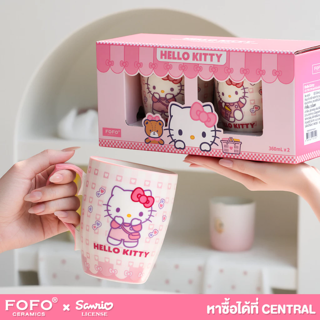 FOFO ลิขสิทธิ์แท้ sanrio แก้วมัคเซรามิก น่ารัก 360ml x 2 แก้วกาแฟ ของขวัญวันเกิด