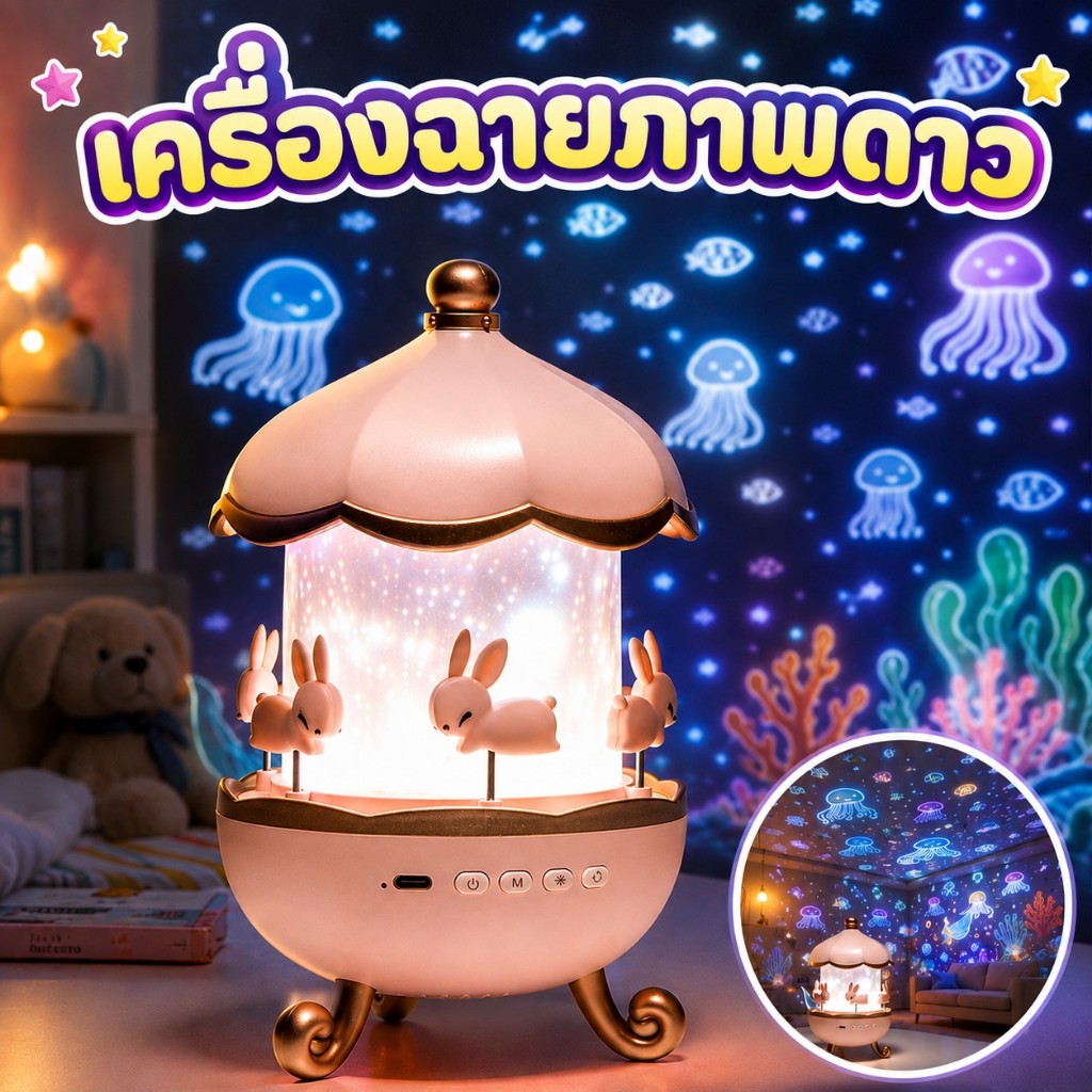 COD โปรเจคเตอร์ดวงดาว ไฟนอน พร้อมสไลด์ 21 แผ่น หมุนได้ มีบลูทูธ ฟังเพลงไปกับดาว ใช้ตกแต่งห้องนอน ของขวัญวันเกิดเด็ก
