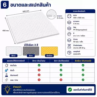 แผ่นดูดซับสารเคมีและน้ำมัน 50ชิ้น/แพ็ค ** ออกใบกำกับภาษีได้**