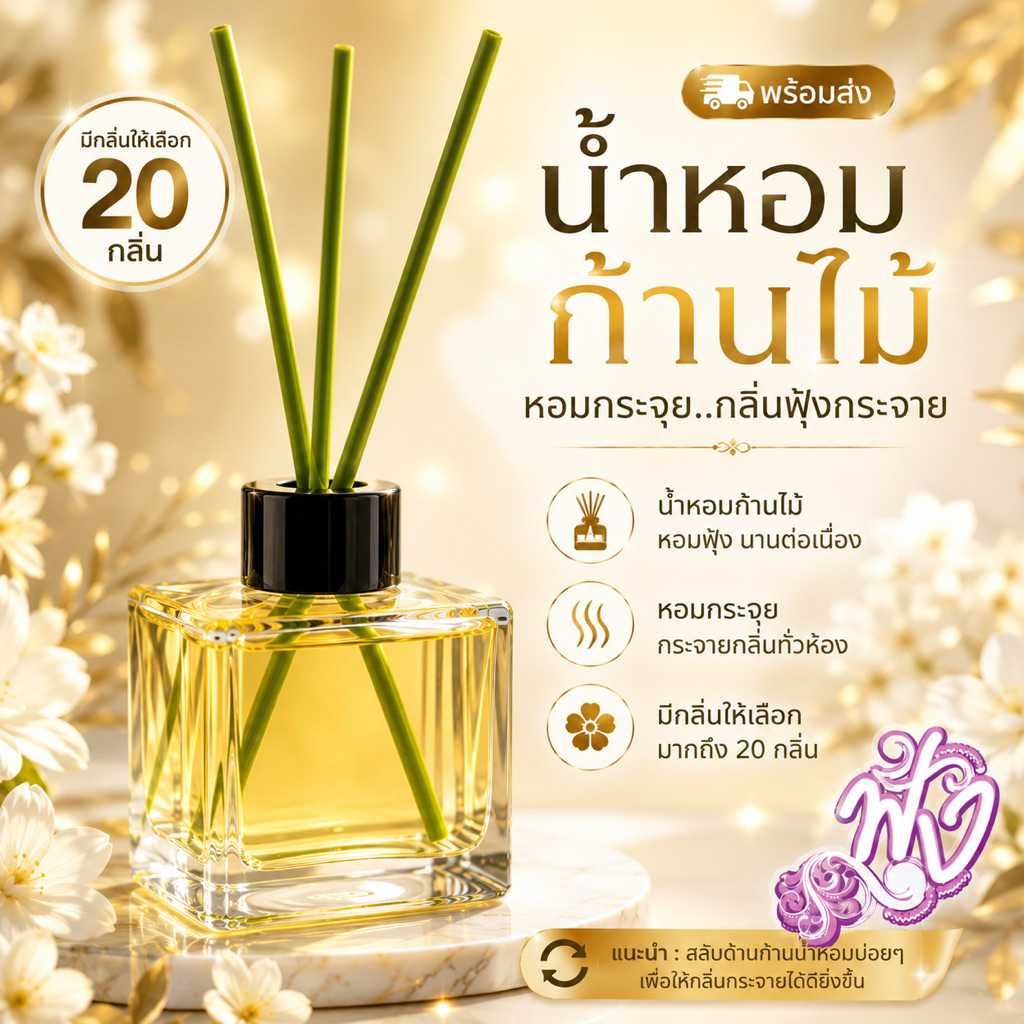 น้ำหอมก้านไม้ 100ml.พร้อมก้านไม้ พร้อมใช้