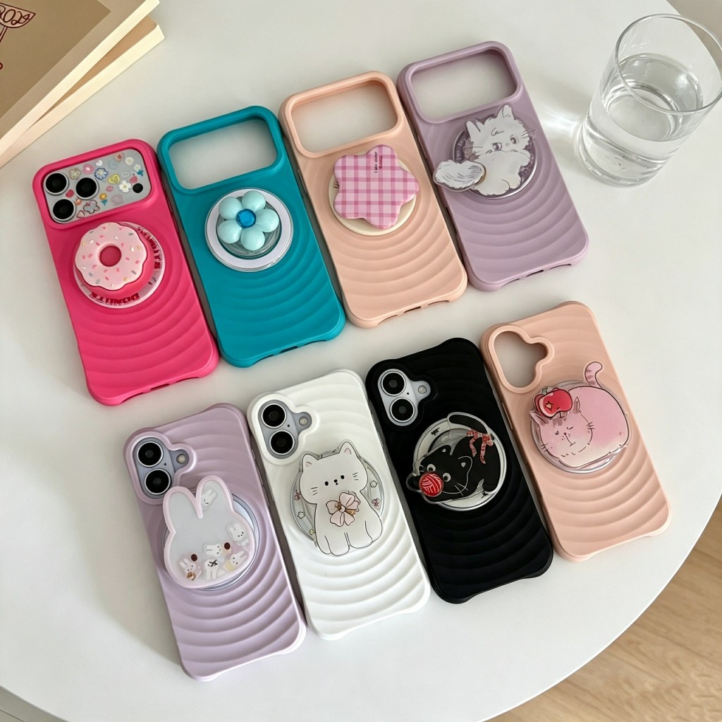 คอมโบ Ripple เคสกันกระแทก ชาร์จได้ ดีไซส์สวยหรูพร้อมกิ๊บต๊อก pop up แม่เหล็ก สำหรับ for iPhone 17/pro/max 16/15/14/13/17