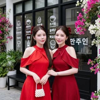 D309 เดรสผ้าบาร์บี้ เปิดไหล่ ยาว 36-37มีไซส์ S-3XL ใส่ทำงาน ออกงาน ทางการ สวยน่ารัก Women Lady Dress