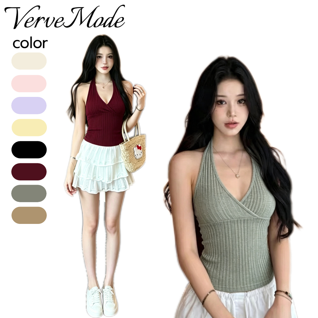 VerveMode.🍓จัดส่งในประเทศไทย🍓เสื้อกั๊กคอวีไขว้สไตล์สาวฮอตปี 2026 เสื้อกล้ามฤดูร้อนใหม่