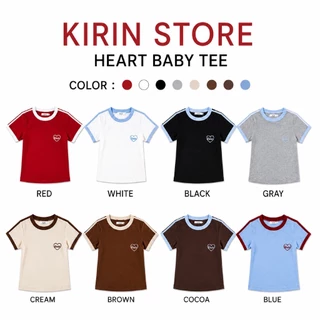 Heart Baby Tee Top เสื้อเบบี้ทรีคอกลมแต่งขอบ ผ้าหนาทรงสวยยับยาก