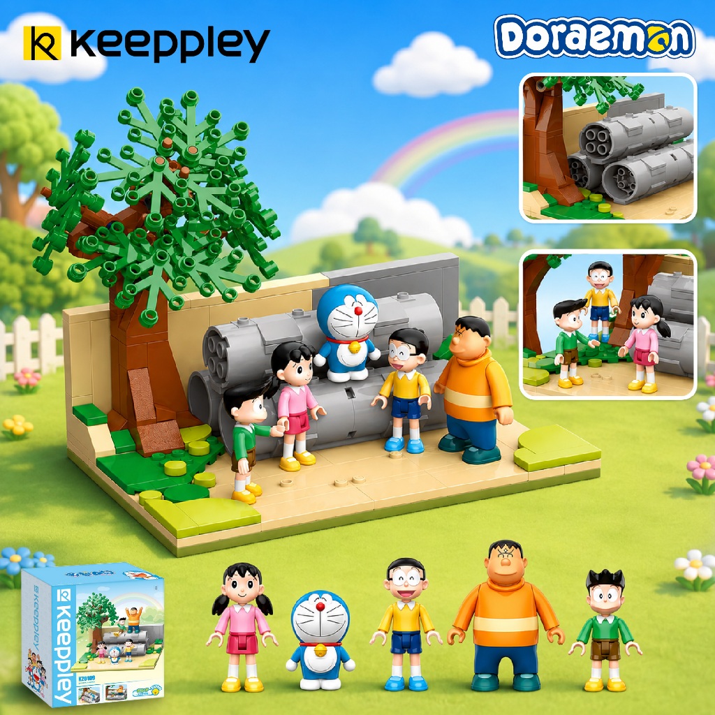 [พร้อมส่ง] Keeppley ตัวต่อโดเรม่อน สนามเด็กเล่น K20409 พร้อมฟิกเกอร์ครบแก๊ง 5 ตัว ของเล่นของสะสม ของแท้ 100%