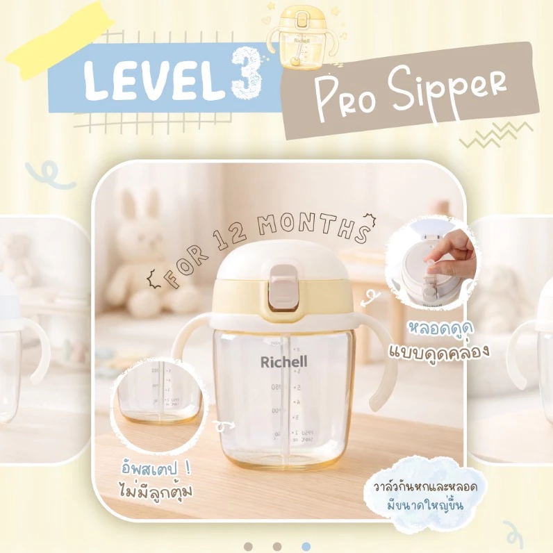 PPSU Easy-Drink Straw Cup Step 3 แก้วหัดดูดหลอด PPSU รุ่น Easy-Drink สำหรับเด็ก 12 เดือน
