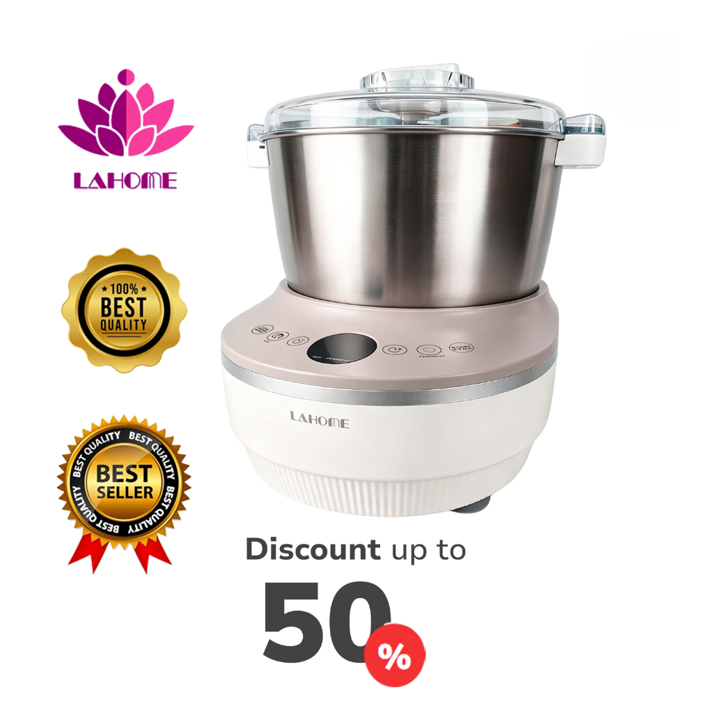 LAHOM 5L เครื่องผสมแป้งไฟฟ้าพร้อมชามสแตนเลส ชามเครื่องผสมแป้งเค้กเครื่องทำเส้นก๋วยเตี๋ยวStand Dough Mixerเวอร์ชันอัปเกรด