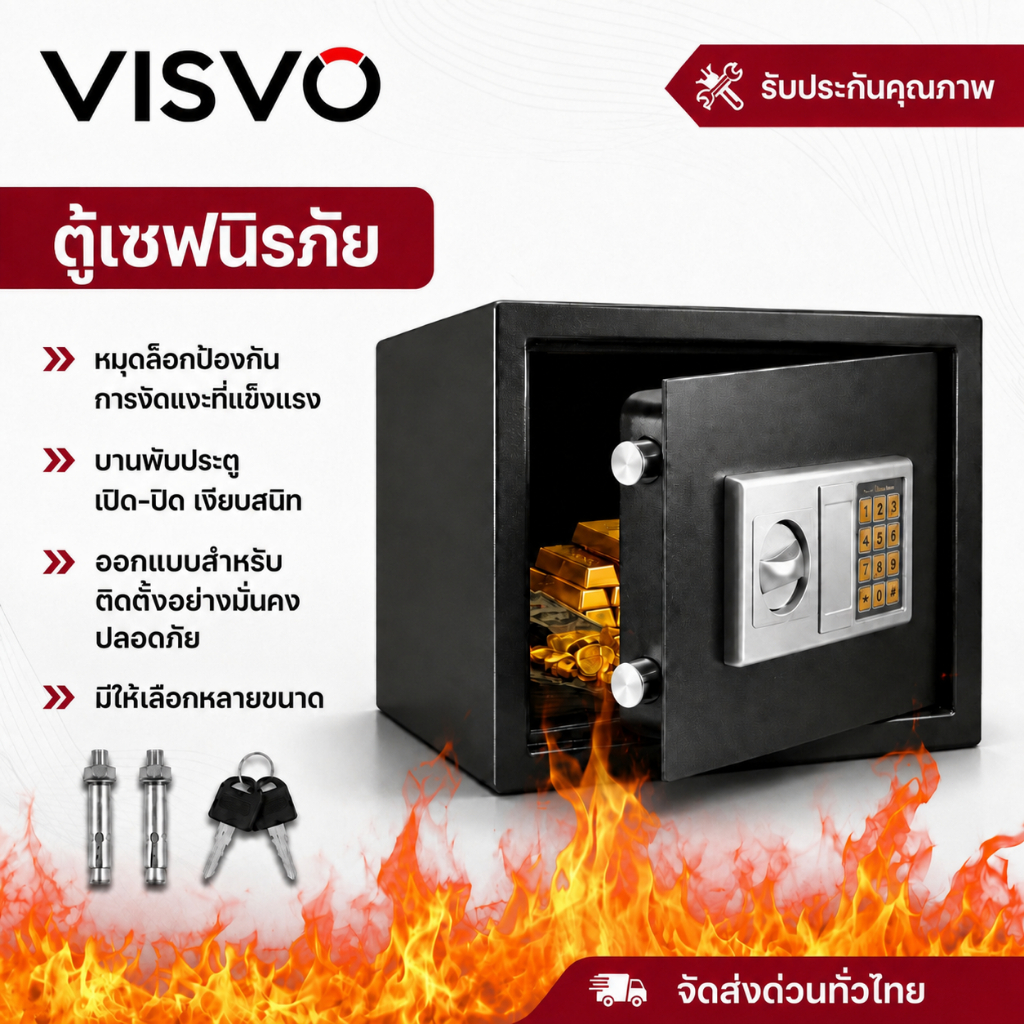 ตู้เซฟ ตู้เซฟดิจิตอล ตู้เซฟขนาดใหญ่ เปิดด้วยรหัสและกุญแจ สำหรับบ้านและสำนักงาน Safe Box