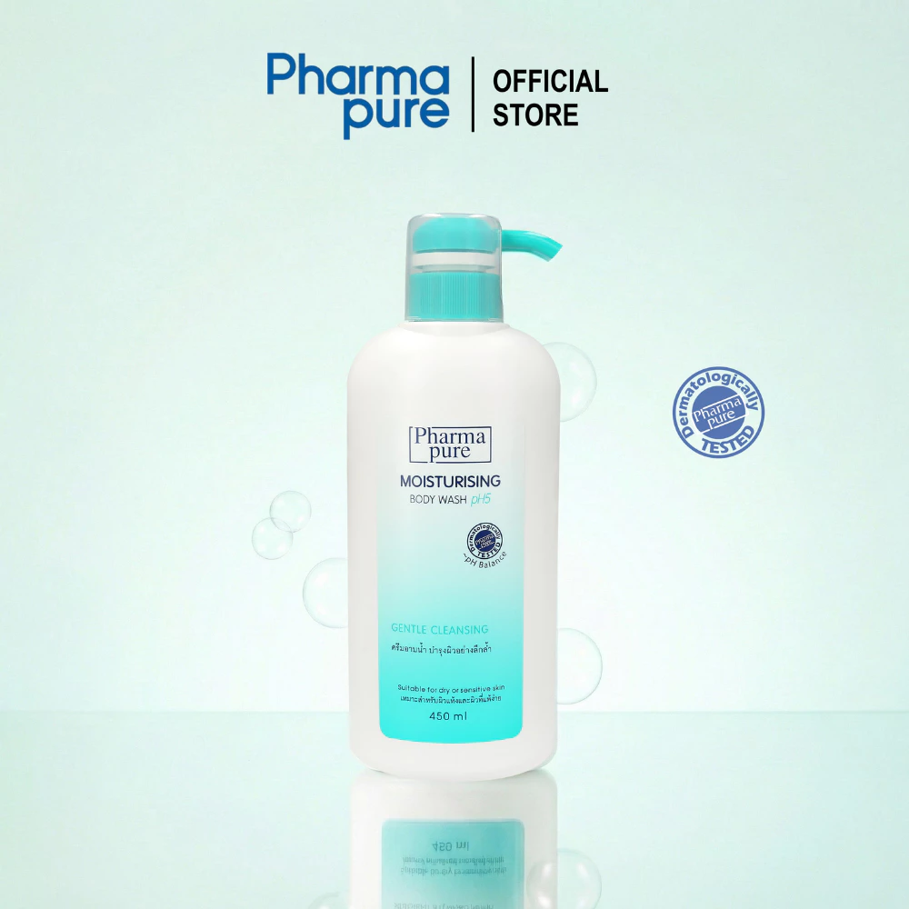 PharmaPure Body Wash 450 ml.ครีมอาบน้ำสูตรอ่อนโยน พร้อมบำรุงสำหรับทุกสภาพผิวและผิวแพ้ง่าย