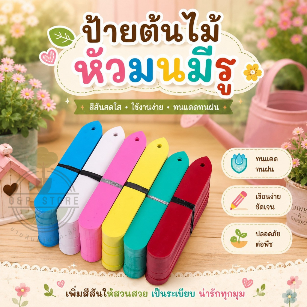 ป้ายต้นไม้ 9.5x1.8 cm หนา 0.5มิล ป้ายดินสอมีรูหัวมน ป้ายชื่อพลาสติก ป้ายแท็กต้นไม้ เเพ็ค 100 ชิ้น